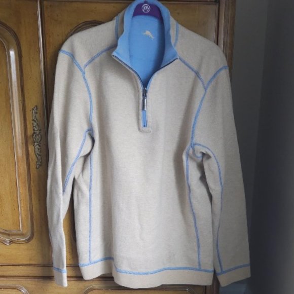 Tommy Bahama Flip Coast Half-Zip Reversible Sweatshirt - Picture 2 of 8